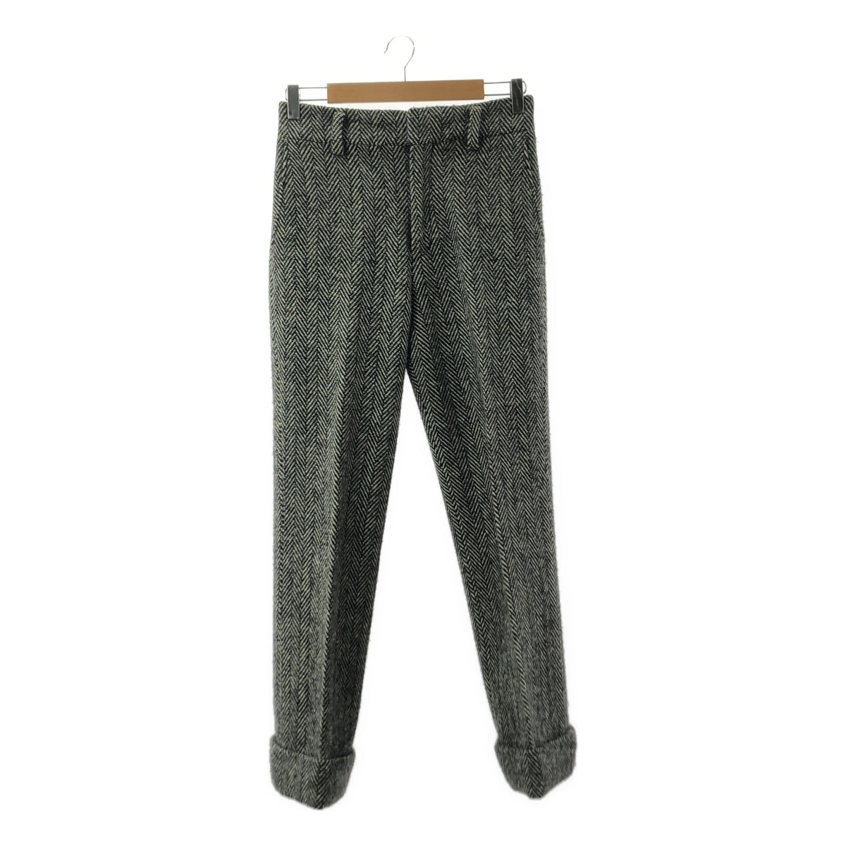 JUNYA WATANABE COMME des GARCONS / 준야와타나베 | AD1996 | 90s 트위드 헤링본 롤업 바지 | M | 블랙/화이트 | 여성