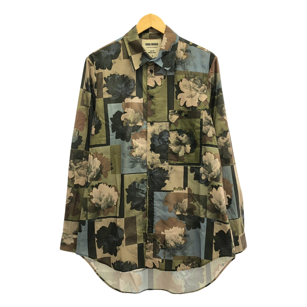 【美品】 UMA WANG / ユマワン | 2024AW | Tab Shirt / 総柄 レギュラーカラー シャツ | S | カーキ/ブラウン/グレー系 | メンズ