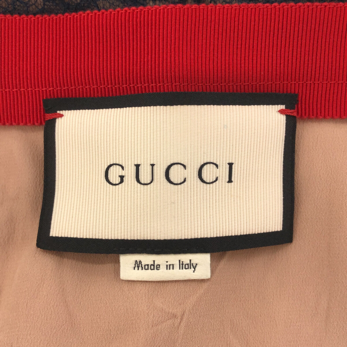 【미품】 GUCCI / 구찌 | 실크 레이스 전환 롱 스커트 / 안감 포함 | 36 | 레드/네이비/내츄럴 | 여성