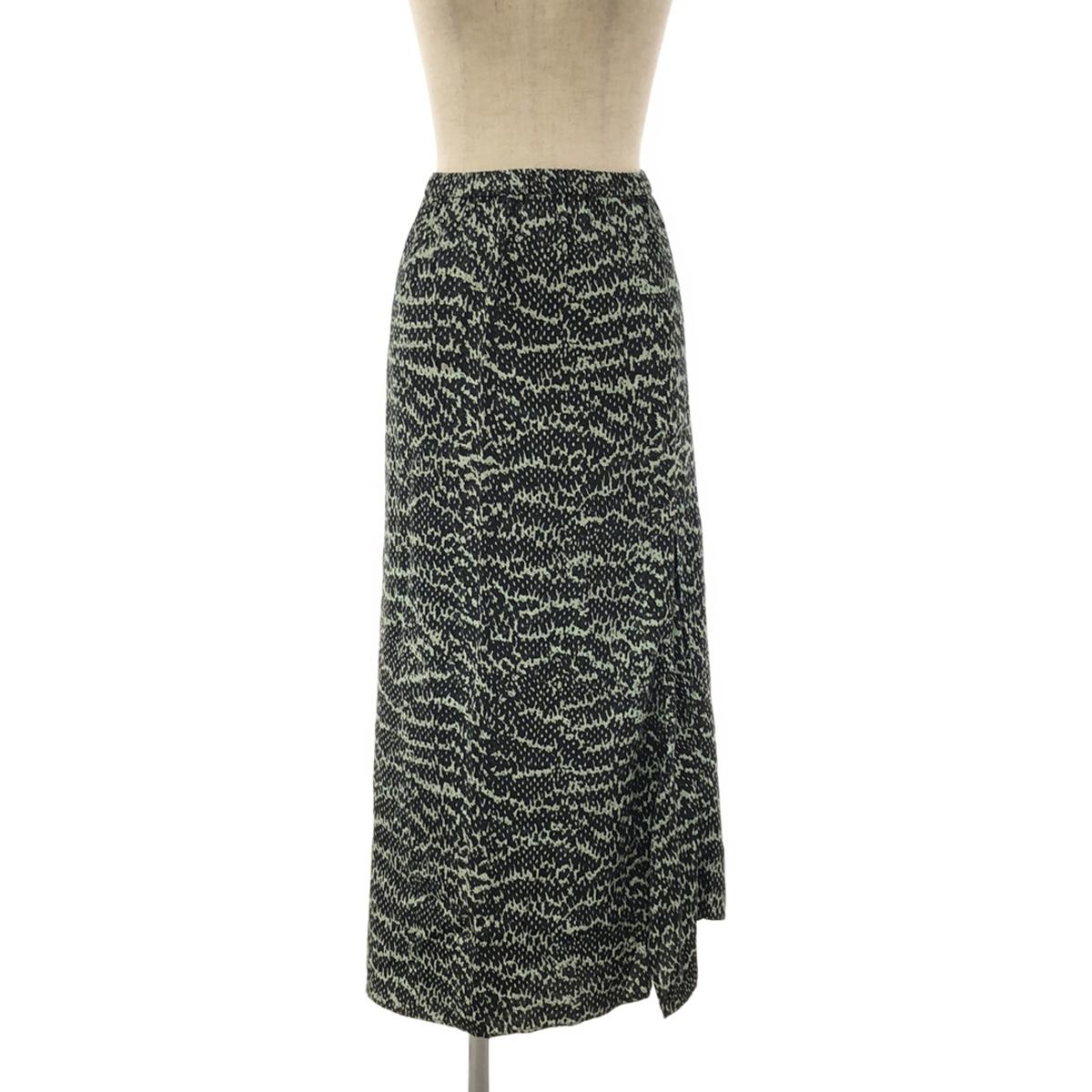 克里斯蒂安·維南茨 |全身印花褶襉前開衩裙 | 36 |黑色/綠色|女性的