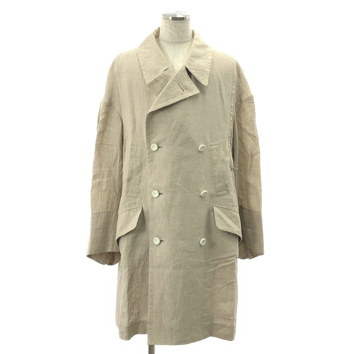 REGULATION Yohji Yamamoto / 레귤레이션 요우지야마모토 | 2019SS | 린넨 Zip 트렌치 코트 | 2 | 베이지 | 남성