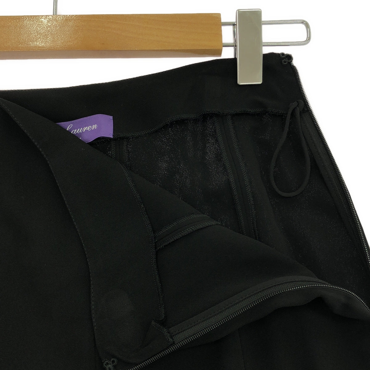 【美品】  RALPH LAUREN PURPLE LABEL / ラルフローレンパープルレーベル | サイドジップ シアー ドレス スカート | 0 | ブラック | レディース