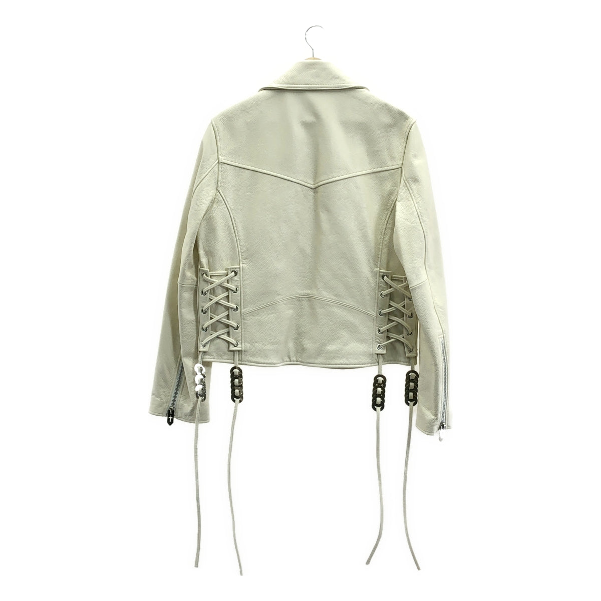 【美品】  MASU / エムエーエスユー | 2021AW | CLOVER STUDS RIDERS JACKET クローバーズスタッズ レザー ライダース ジャケット | 46 | ホワイト | メンズ