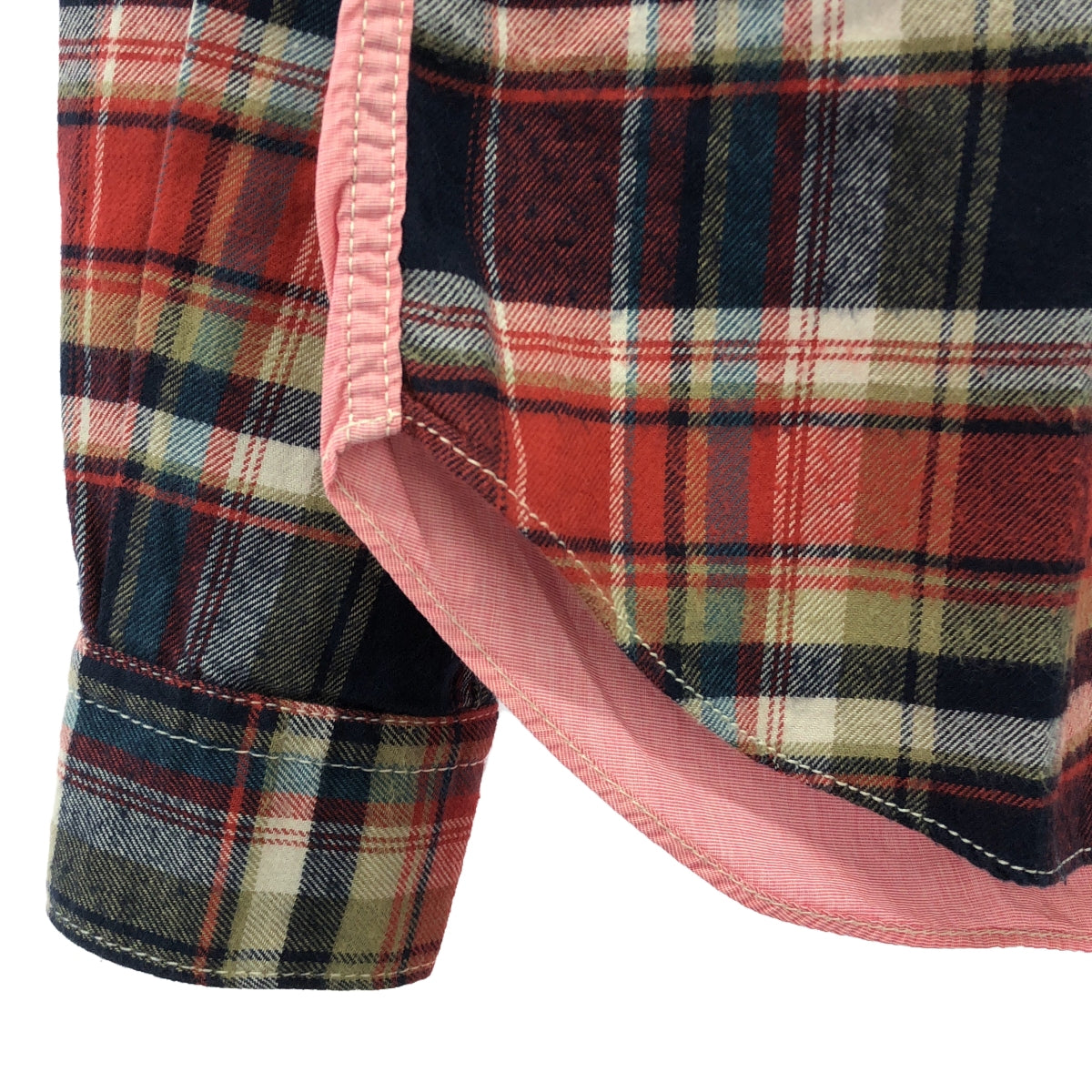COMME des GARCONS HOMME | 2010AW | Cotton flannel checkered shirt | XS | Red / Navy | Men's