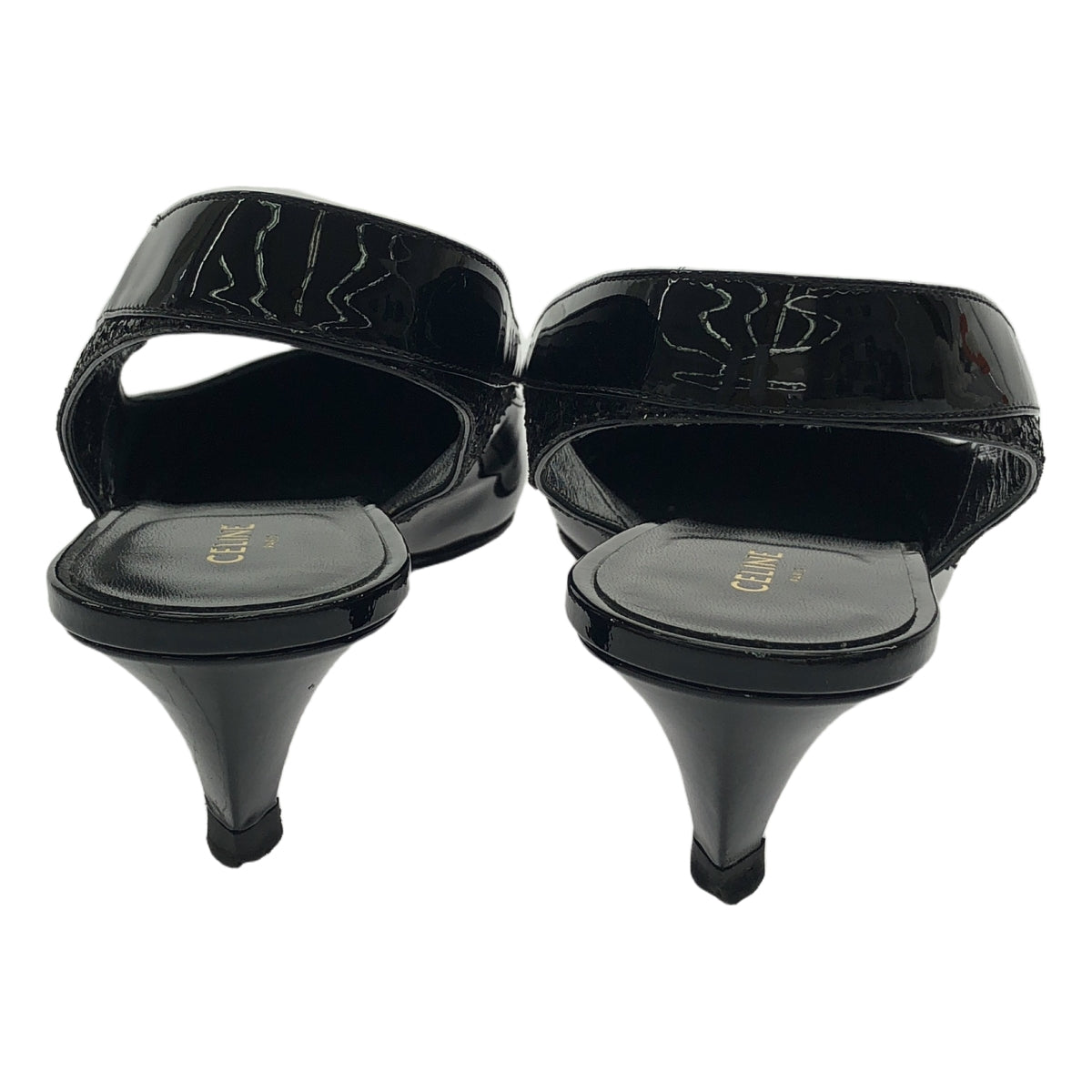 CELINE / セリーヌ | パテントレザー スリングバック パンプス | 37.5 | ブラック | レディース