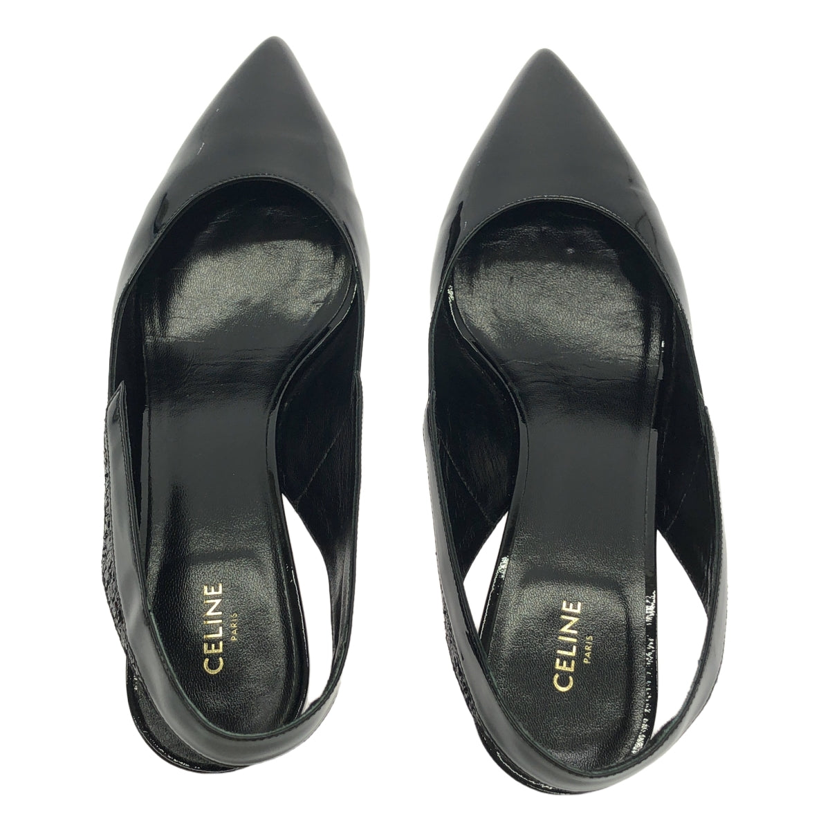 CELINE / セリーヌ | パテントレザー スリングバック パンプス | 37.5 | ブラック | レディース