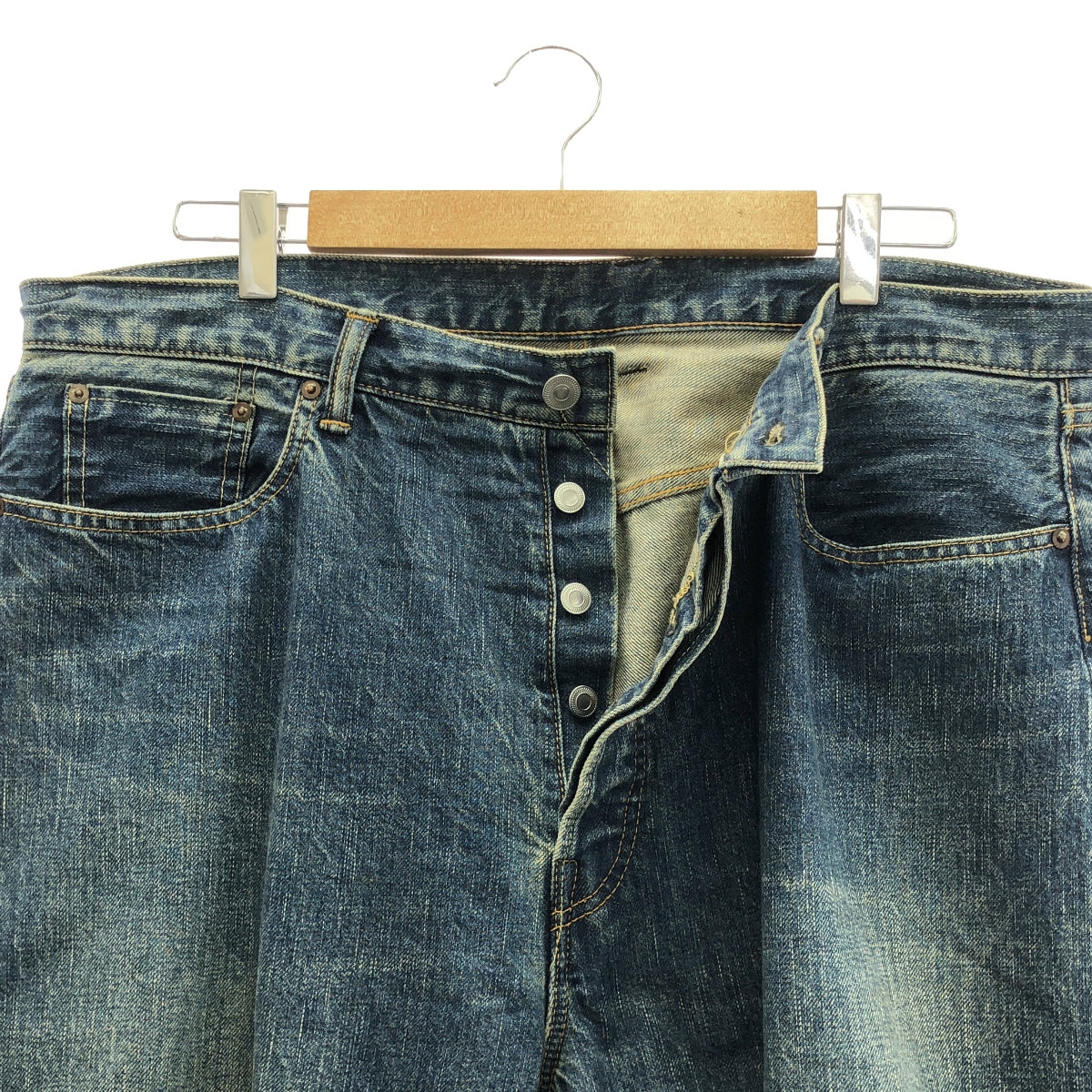 A.PRESSE / アプレッセ | 2023SS | Washed Denim Wide Pants / セルビッチ デニム ワイドパンツ | 38 | メンズ