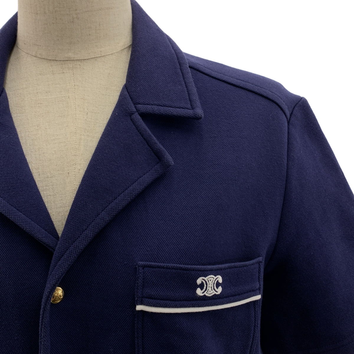 CELINE / セリーヌ | トリオンフ ロゴ スリット オープンカラー シャツ | M | レディース