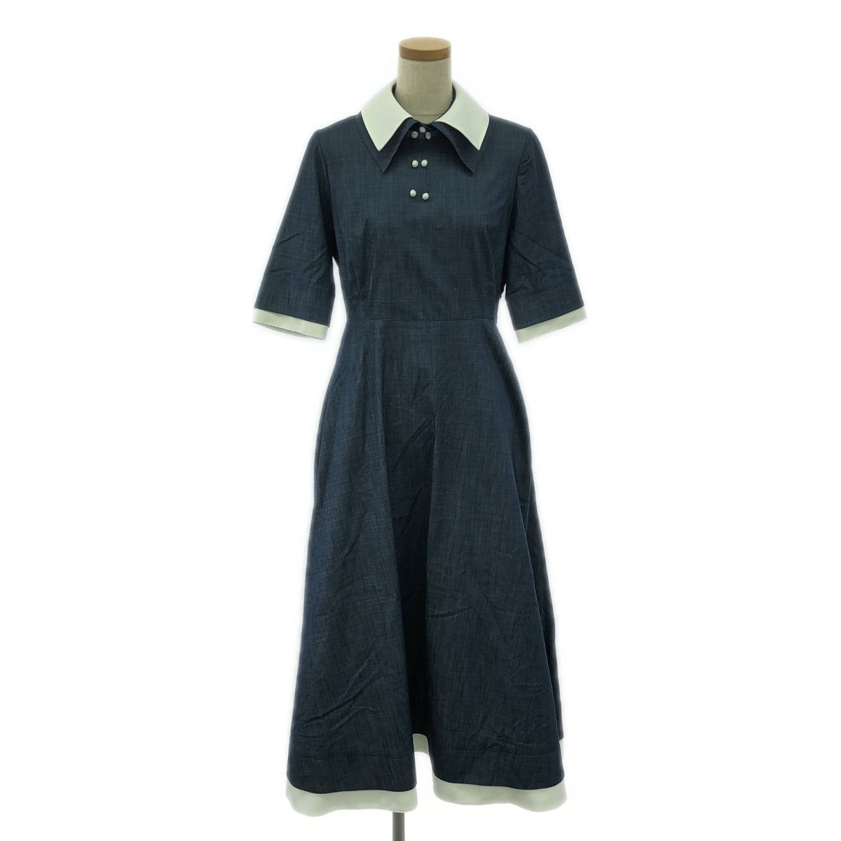 madder madder / マダマダ | ”TWINS” layered bicolor dress バイカラー ドレス | インディゴ | レディース
