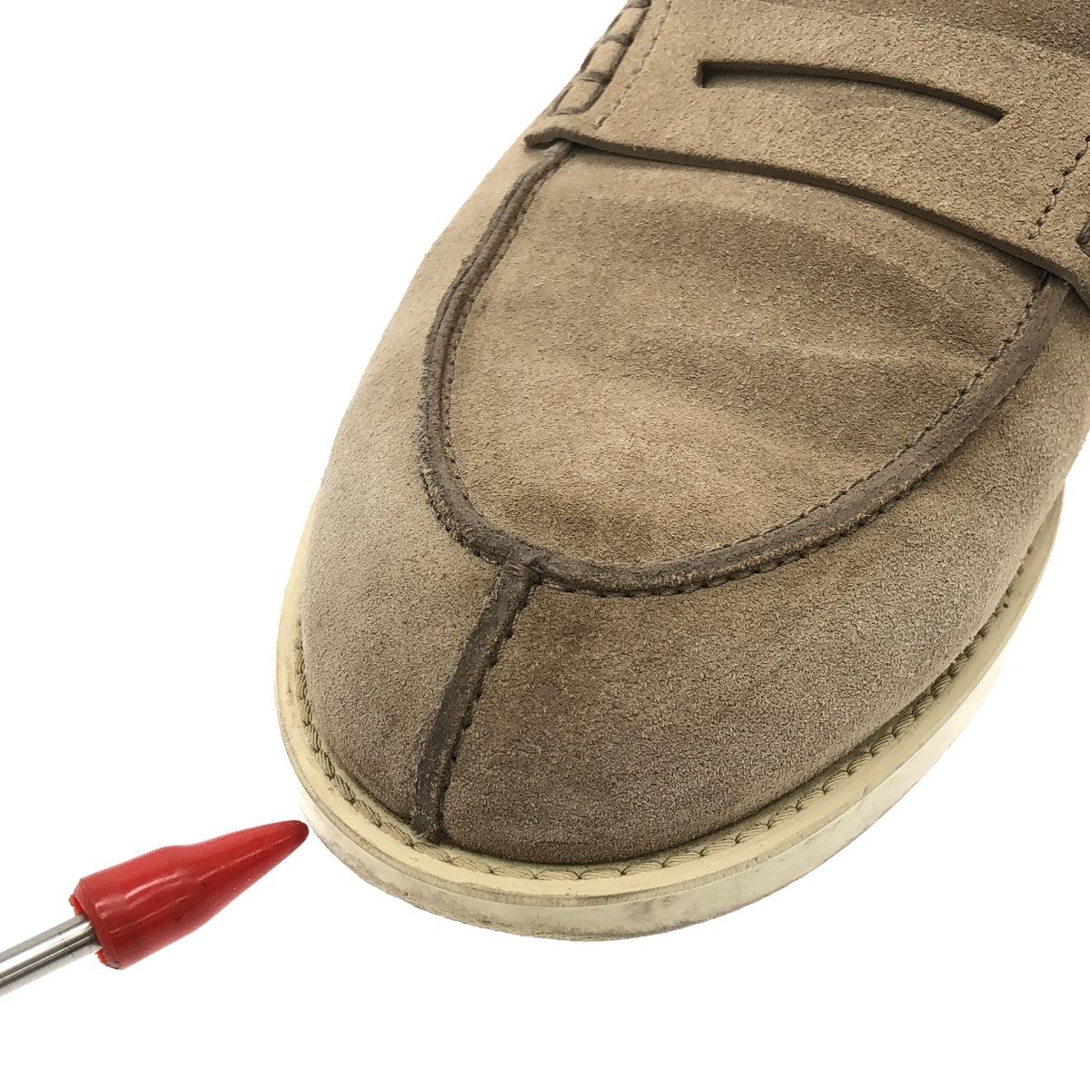 TOD'S / トッズ | スエードレザー Uチップ コインローファー | 38 | ベージュ | レディース