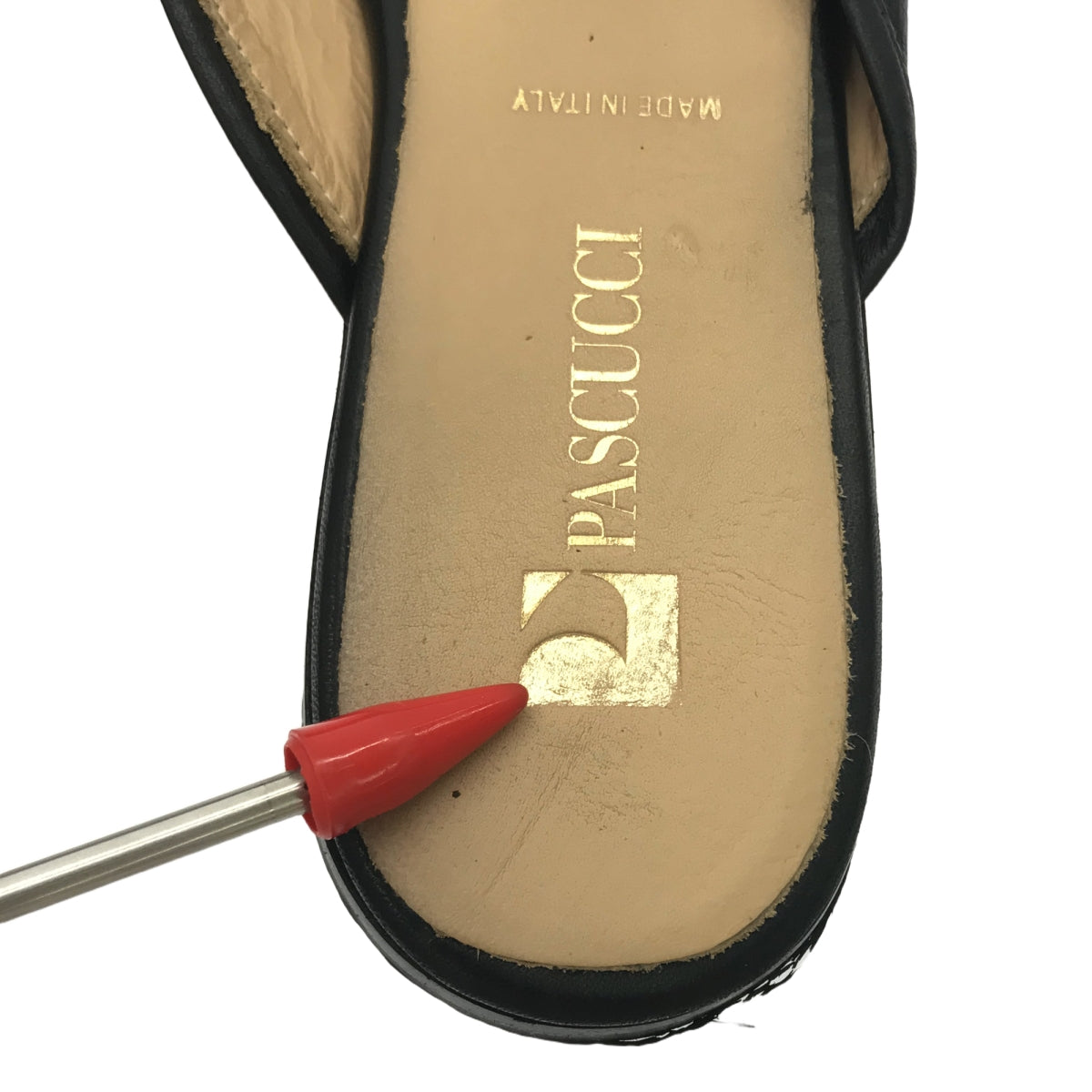 PASCUCCI | Leather Ribbon Mule Sandals | 37 | Women's