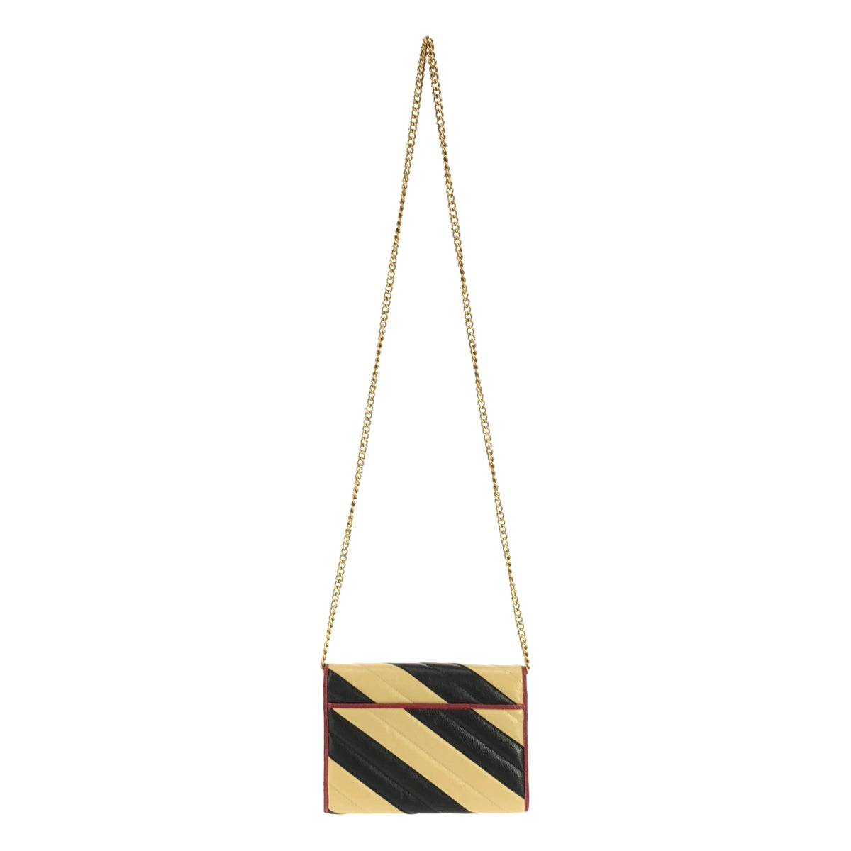 GUCCI | GG Marmont Leather Chain Shoulder Bag | Black/Beige/Red | Women's