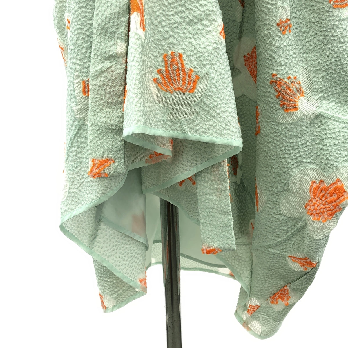 【美品】  Cecilie Bahnsen / セシリーバンセン | QUILTED FUMIE WRAP SKIRT WITH SIDE KNOT ジャガード スカート | ミントグリーン / オレンジ | レディース