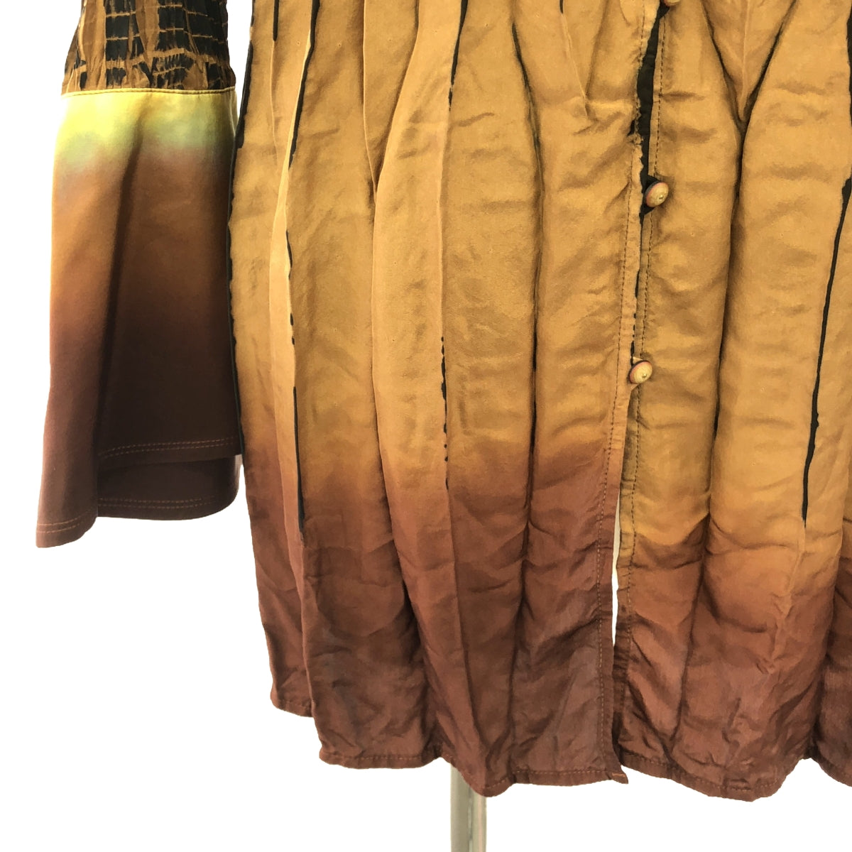 【新品】 Mame Kurogouchi / マメクロゴウチ | 2023SS | “Arimatsu Shibori” Ombre Dyed Silk Shirt シャツ | 2 | ブラウン | レディース