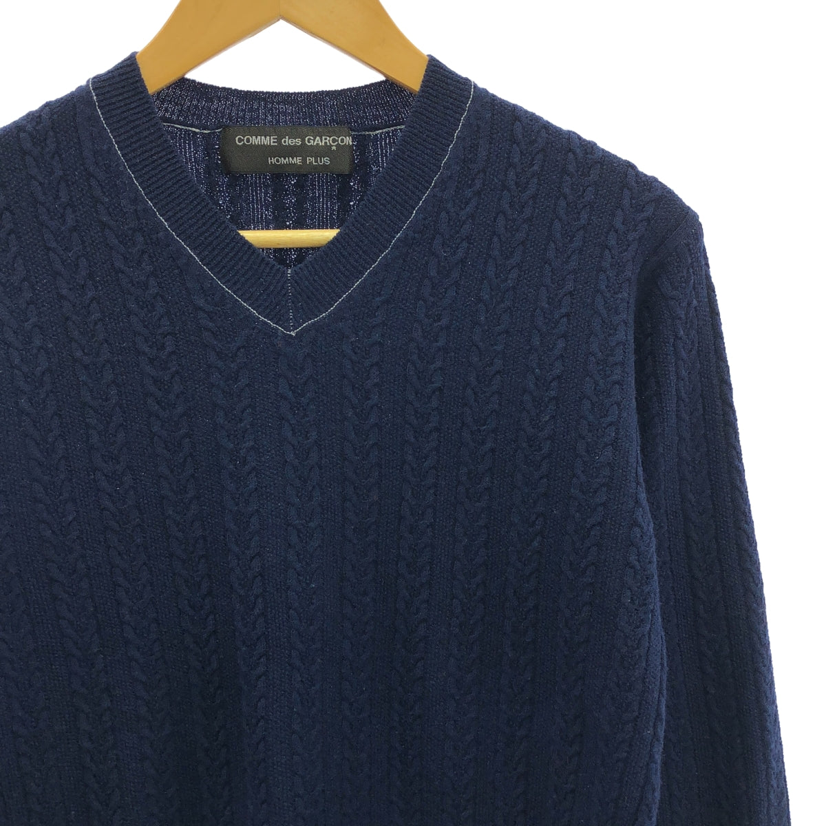 COMME des GARCONS HOMME PLUS / コムデギャルソンオムプリュス | 90s〜/AD1999 | 製品染め Vネック ケーブルニット プルオーバー |