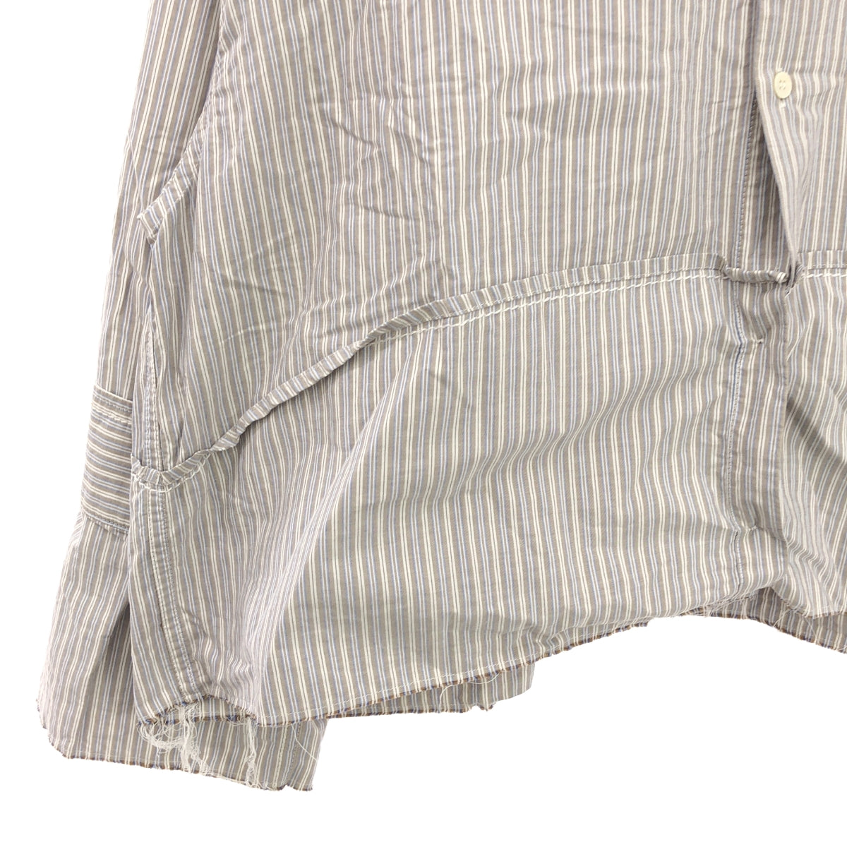 MM6 Maison Margiela | 2023SS | Striped roll-up design cut-off cropped oversized shirt | 36 | Women's