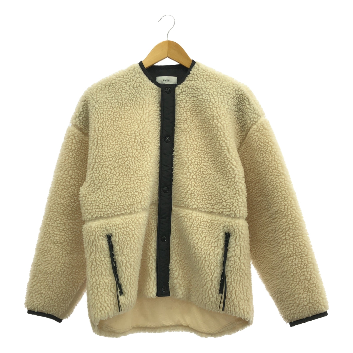 HYKE / Hike | FAUX SHEARLING JACKET / No-collar boa jacket | 1 | Ivory | Women's
