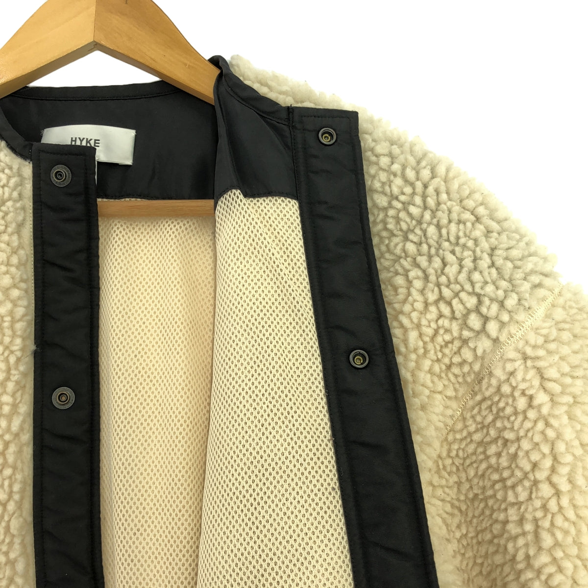 HYKE / Hike | FAUX SHEARLING JACKET / No-collar boa jacket | 1 | Ivory | Women's