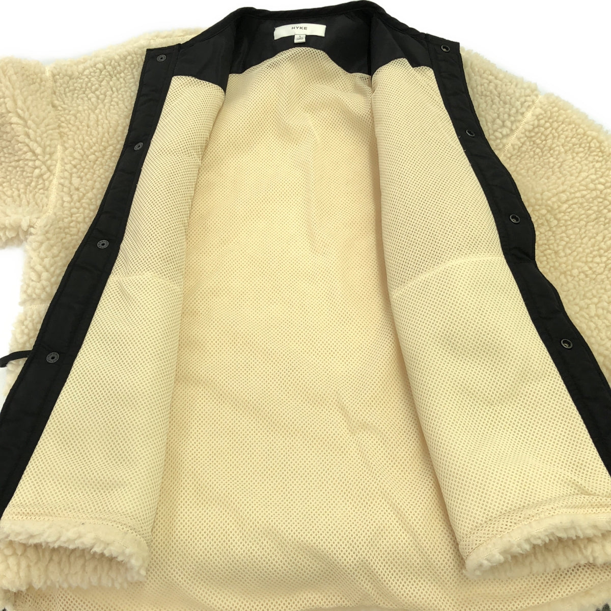 HYKE / Hike | FAUX SHEARLING JACKET / No-collar boa jacket | 1 | Ivory | Women's