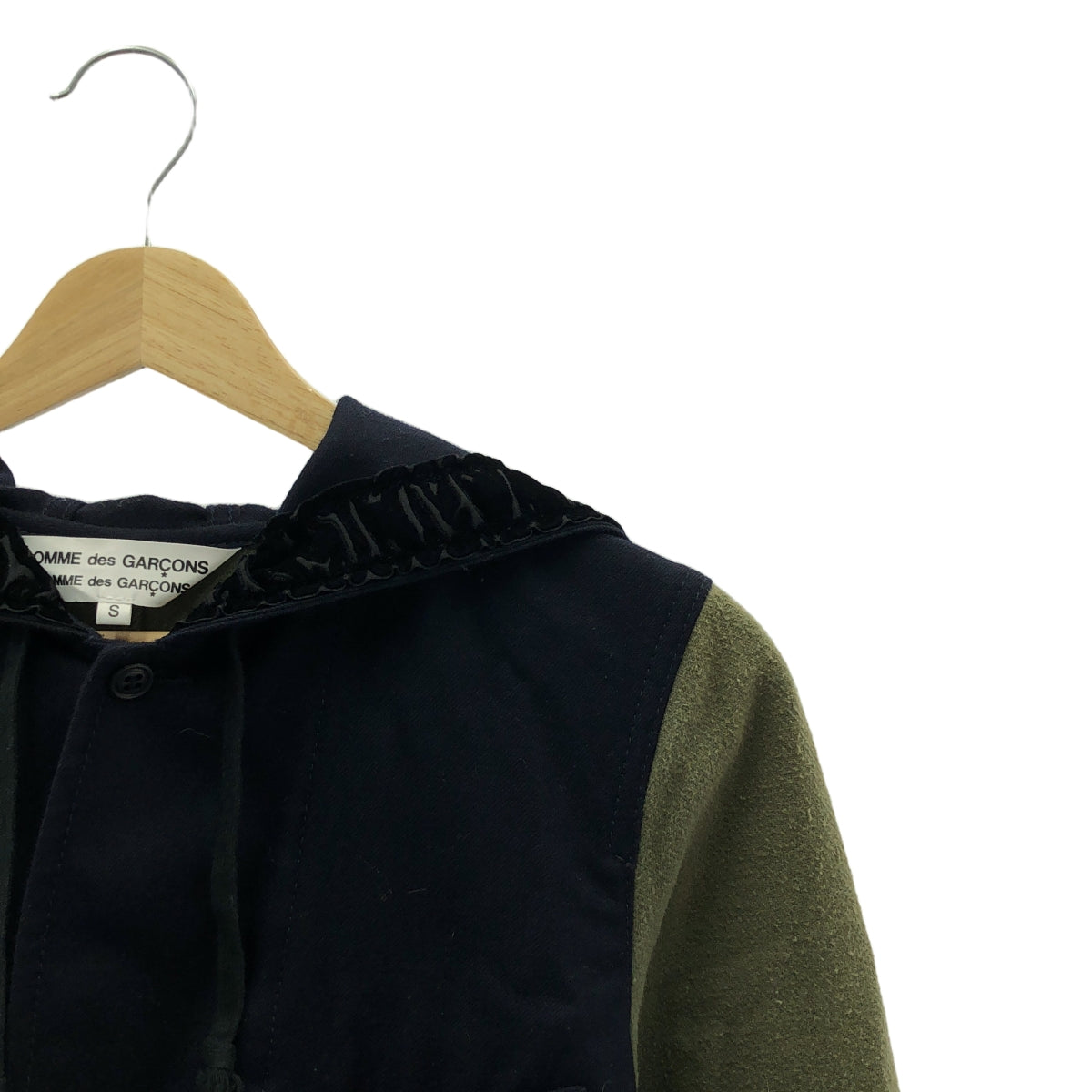 COMME des GARCONS COMME des GARCONS / コムコム | 2010AW | フランネル切替 フーデッド 燕尾ジャケット | S | ネイビー / オリーブ | レディース