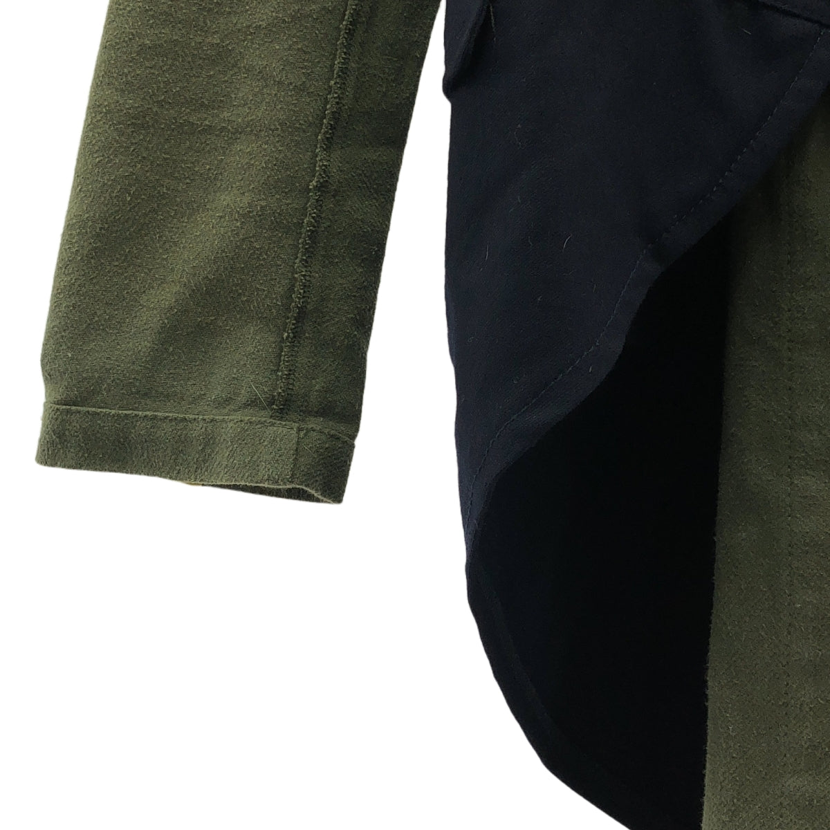 COMME des GARCONS COMME des GARCONS / コムコム | 2010AW | フランネル切替 フーデッド 燕尾ジャケット | S | ネイビー / オリーブ | レディース