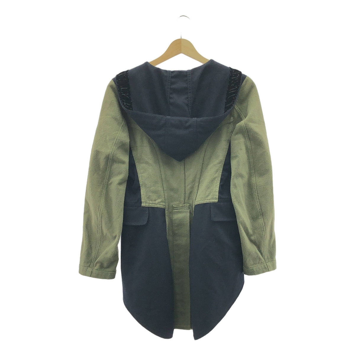 COMME des GARCONS COMME des GARCONS / コムコム | 2010AW | フランネル切替 フーデッド 燕尾ジャケット | S | ネイビー / オリーブ | レディース