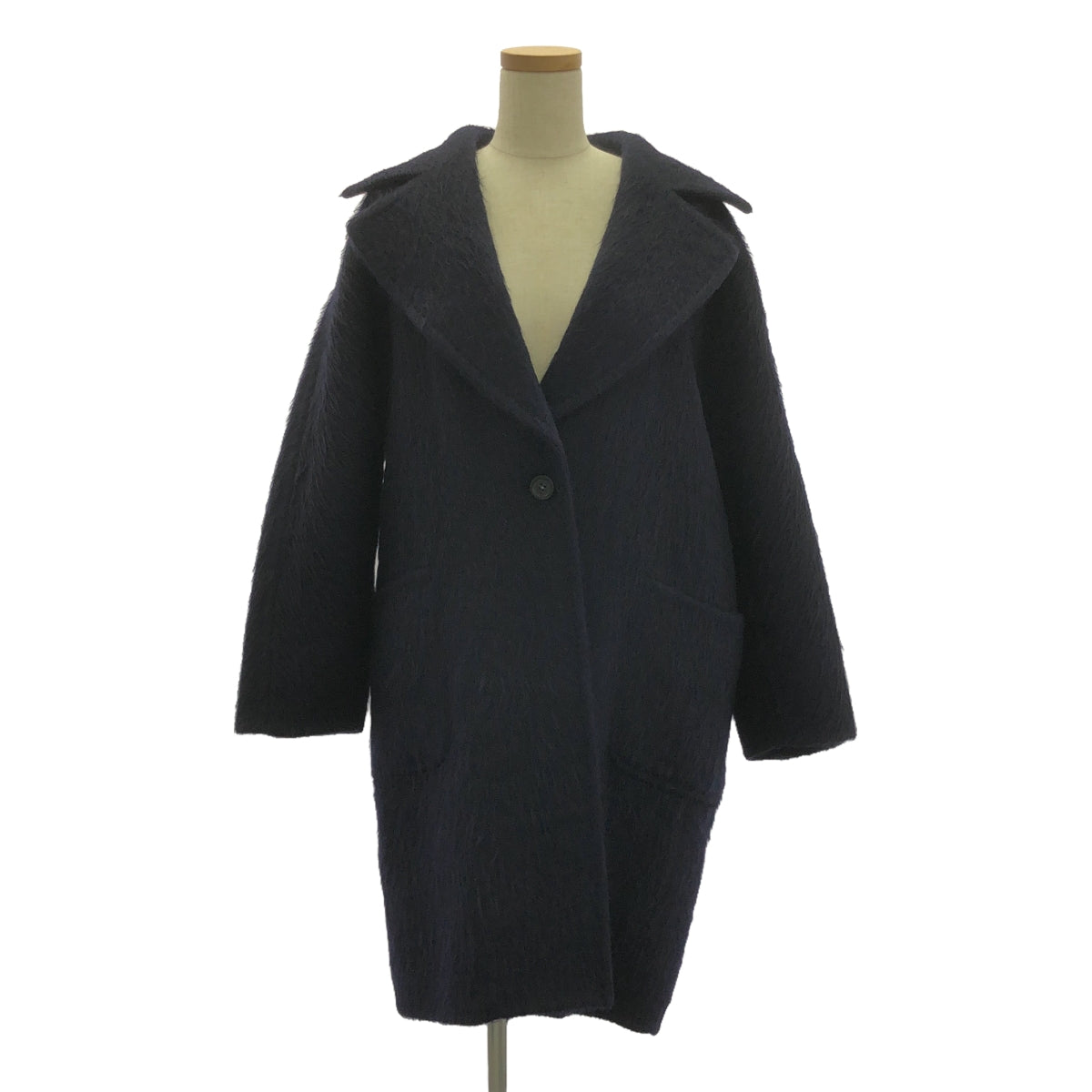Max Mara | CUCITO A MANO | Wool alpaca shaggy overcoat | 36 | Dark navy | Women's