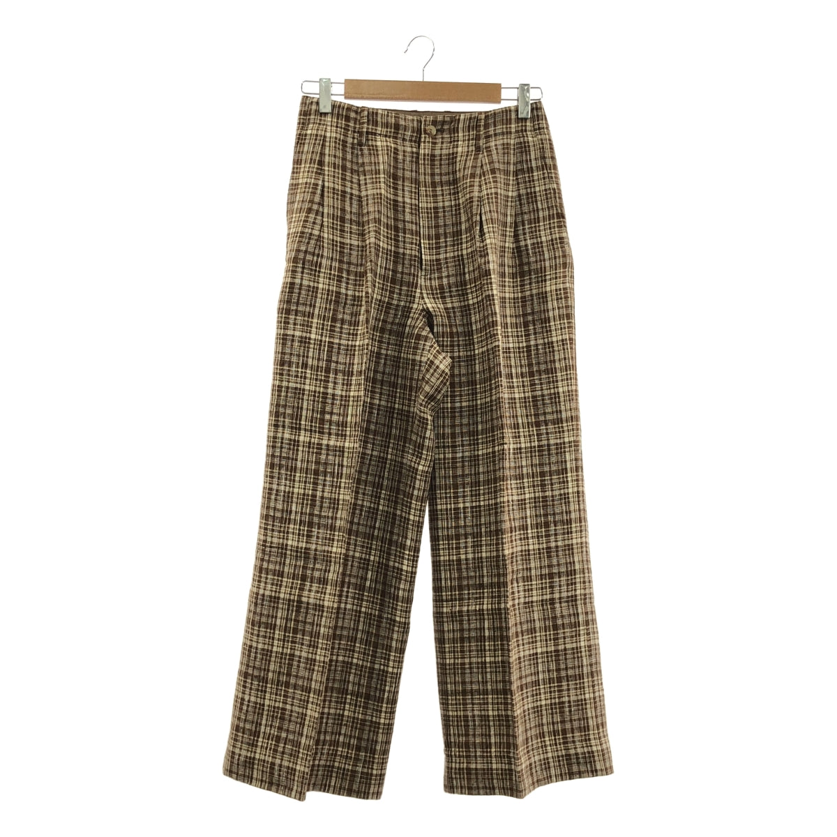 AURALEE / 오라리 | 2023SS | LINEN SILK CHECK PANTS 린넨 실크 체크 팬츠 | 1 | 브라운 | 여성