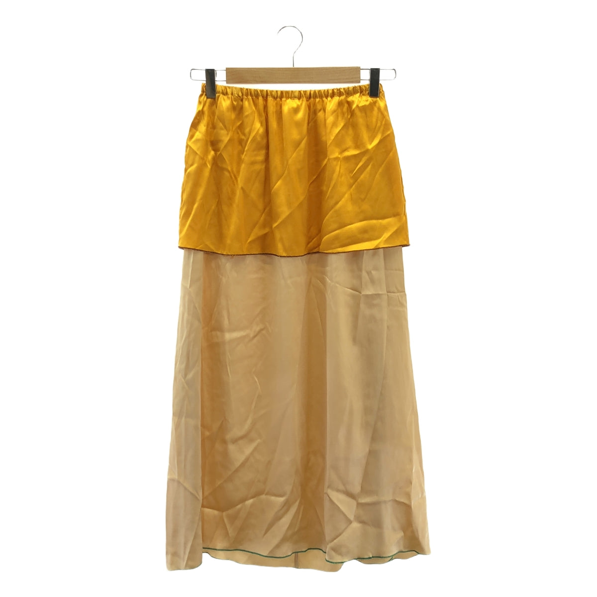 【美品】  BASErange / ベースレンジ | バイカラー レイヤードロングスカート | XS | ベージュ/オレンジ | レディース