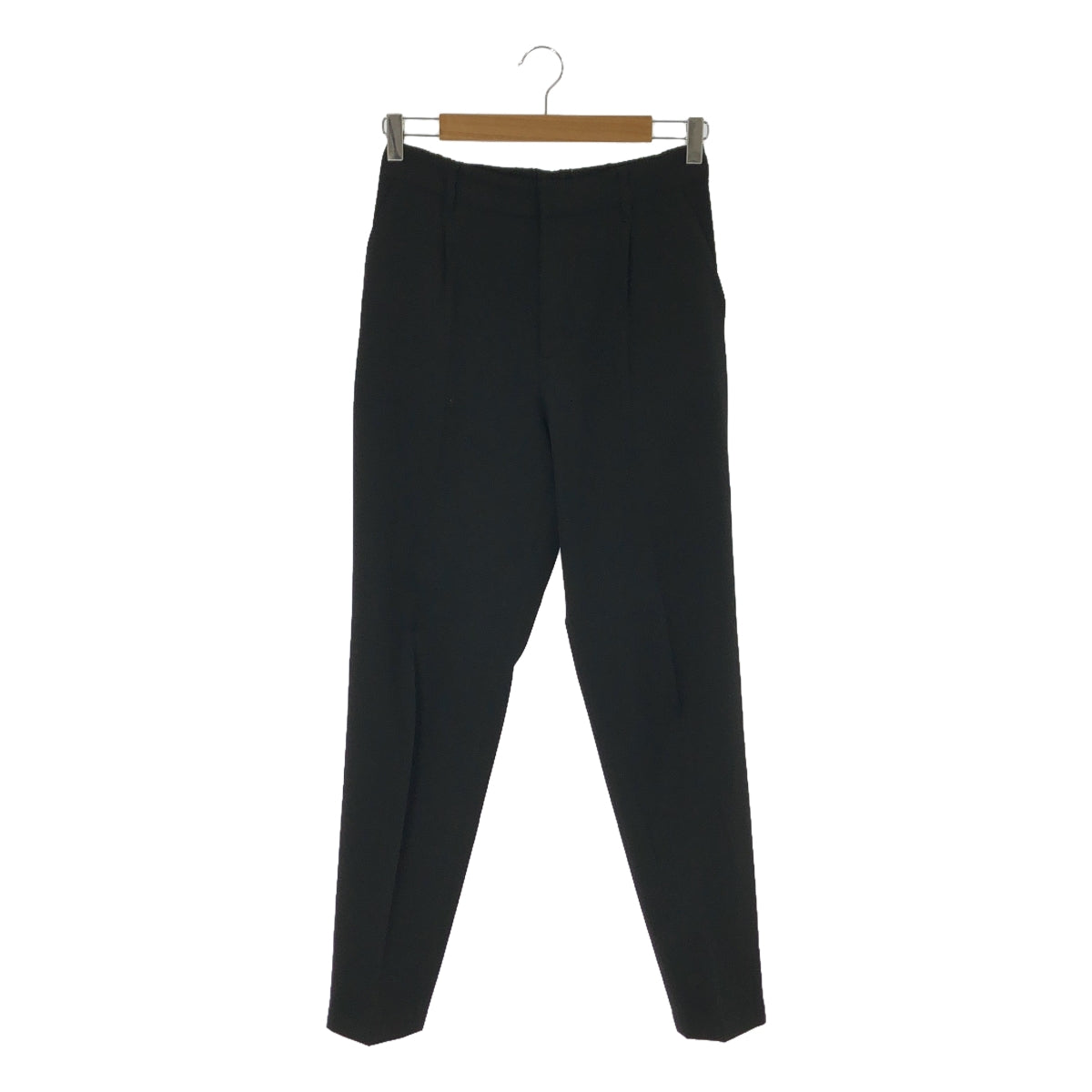 loin. / ロワン | tapered pants レーヨン混 ストレッチ タック テーパードパンツ | 36 | ブラック | レディース