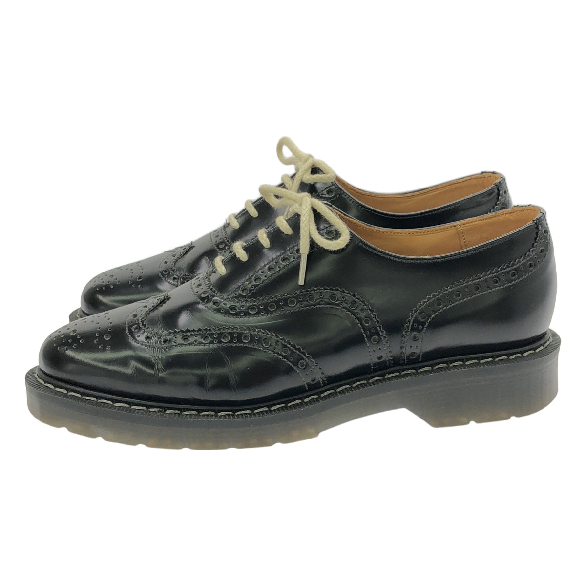 SOLOVAIR | Black & White 5 Eye Brogue Shoe Medallion Wingtip Leather Shoes | Size 6 | Black/White | Men's