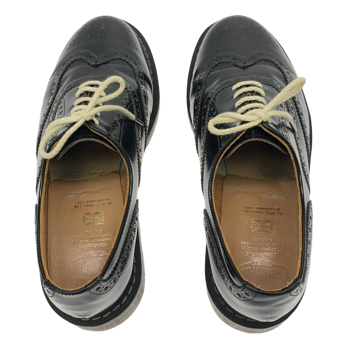 SOLOVAIR | Black & White 5 Eye Brogue Shoe Medallion Wingtip Leather Shoes | Size 6 | Black/White | Men's