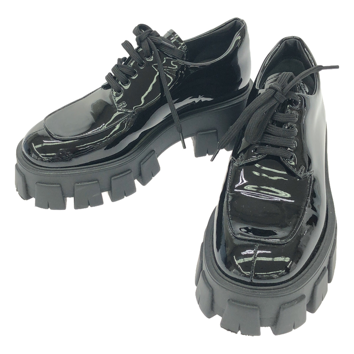 【新品】 PRADA / プラダ | モノリス レースアップシューズ | 38 | ブラック | レディース