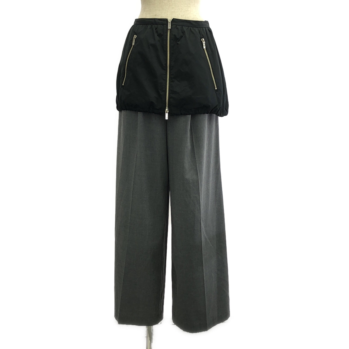 【美品】 PRANK PROJECT / プランクプロジェクト | Layered Wide Pants レイヤードワイドパンツ | 38 | グレー×ブラック | レディース