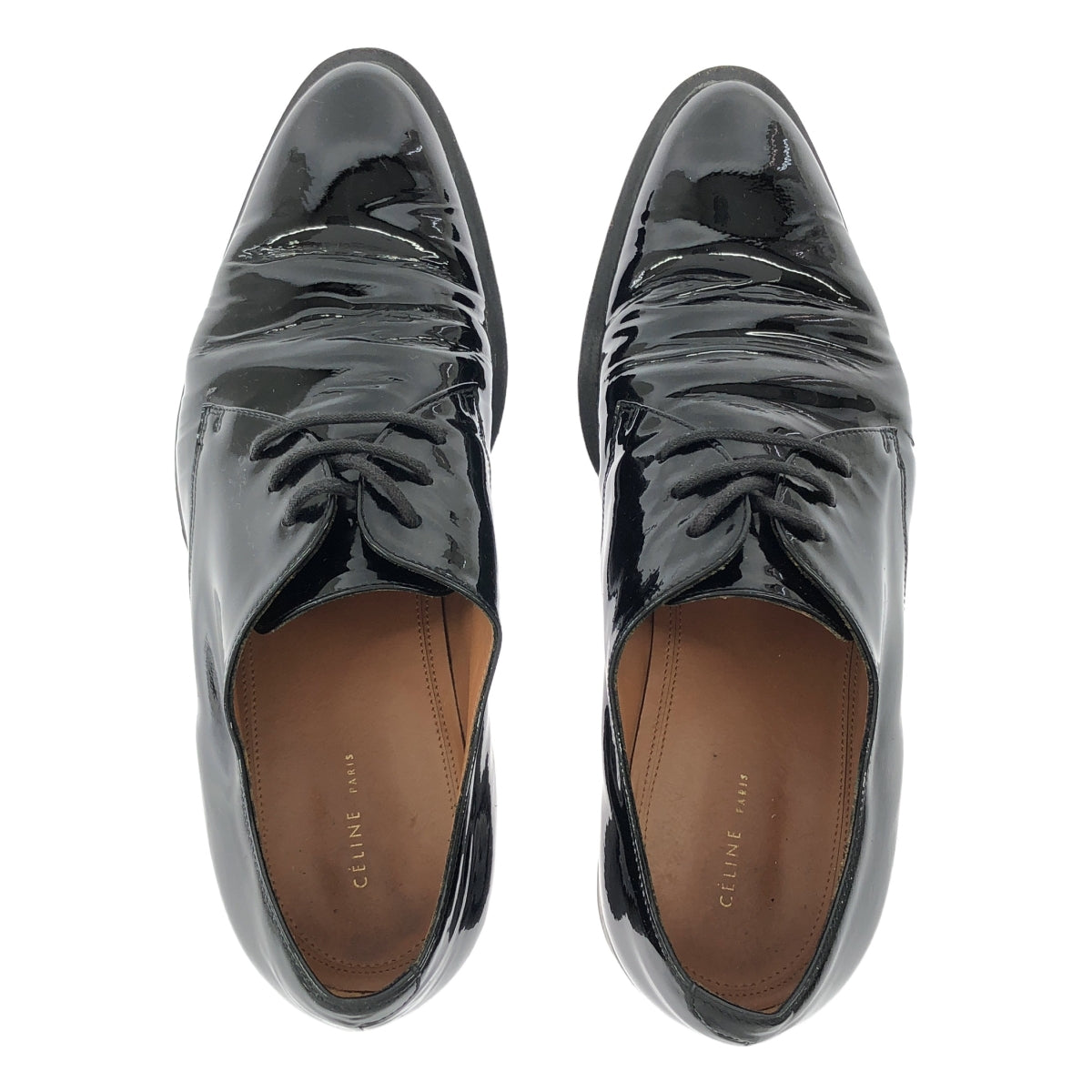 CELINE / セリーヌ | フィービー期 パテントレザー レースアップシューズ | 37 | ブラック | レディース