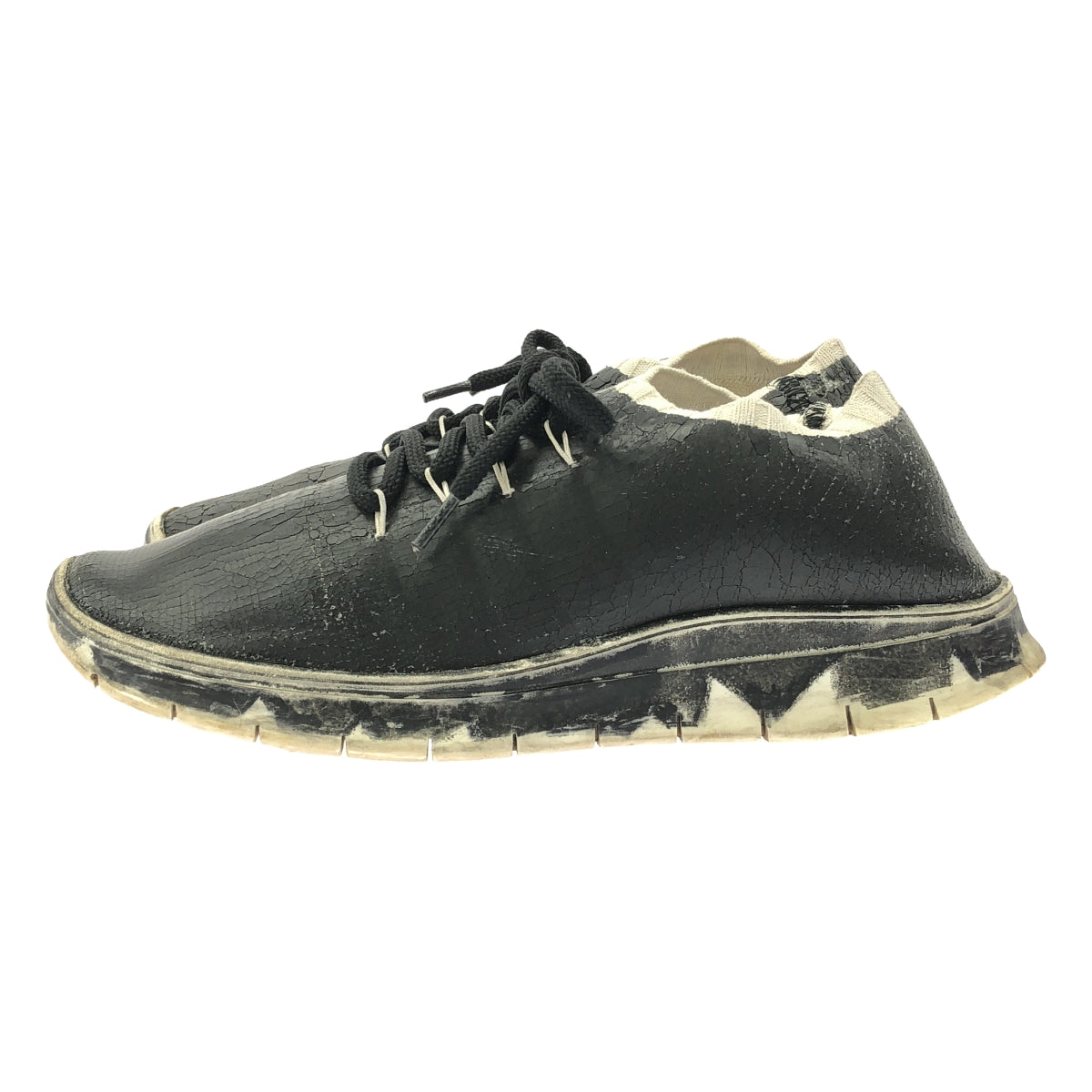 Maison Margiela / 메종 마르젤라 | Luxury Runner / 크랙 가공 레이스 업 스니커즈 | 43 | 블랙 | 남성