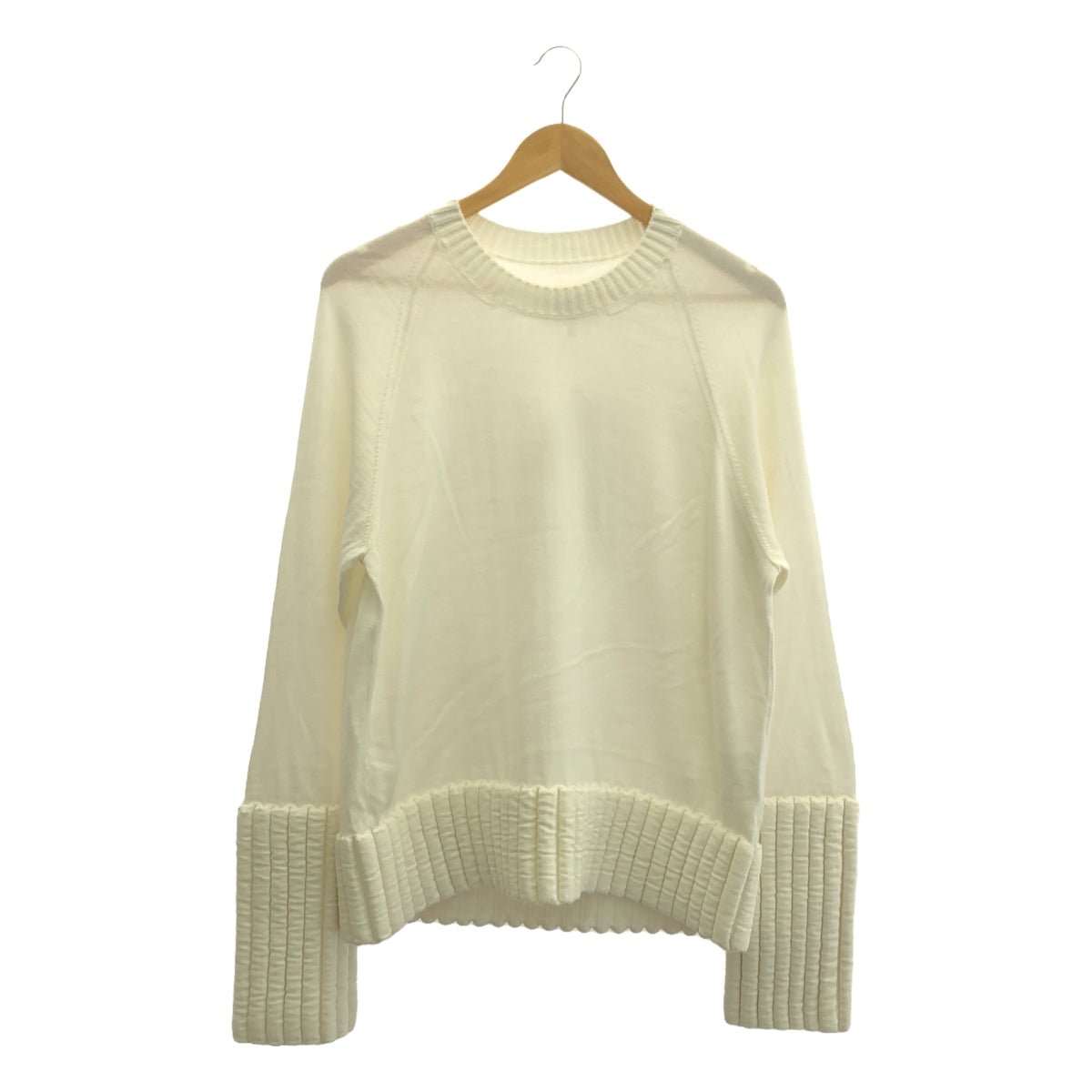 【新品】 MM6 Maison Margiela / エムエムシックスメゾンマルジェラ | 2019AW | ウール混 ロングリブ デザイン プルオーバー ニット | M | ホワイト | レディース