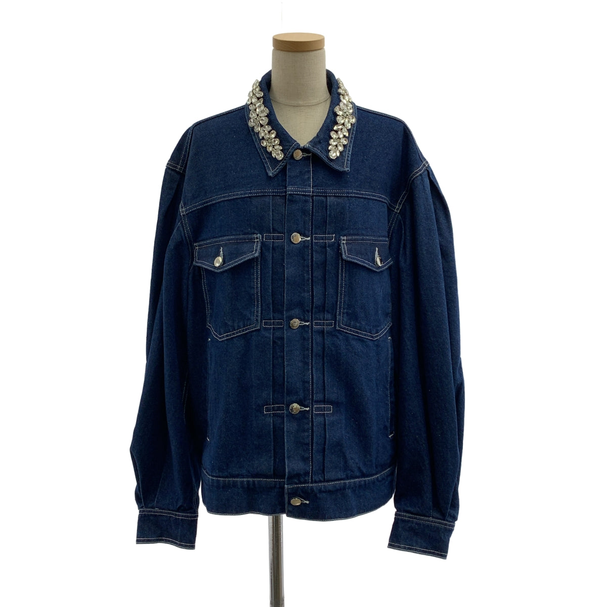 シモーネロシャ　25ss ビーズ加工デニムジャケット Simone Rocha / シモーネロシャ | 2025SS | ビジュー 装飾 ダブル