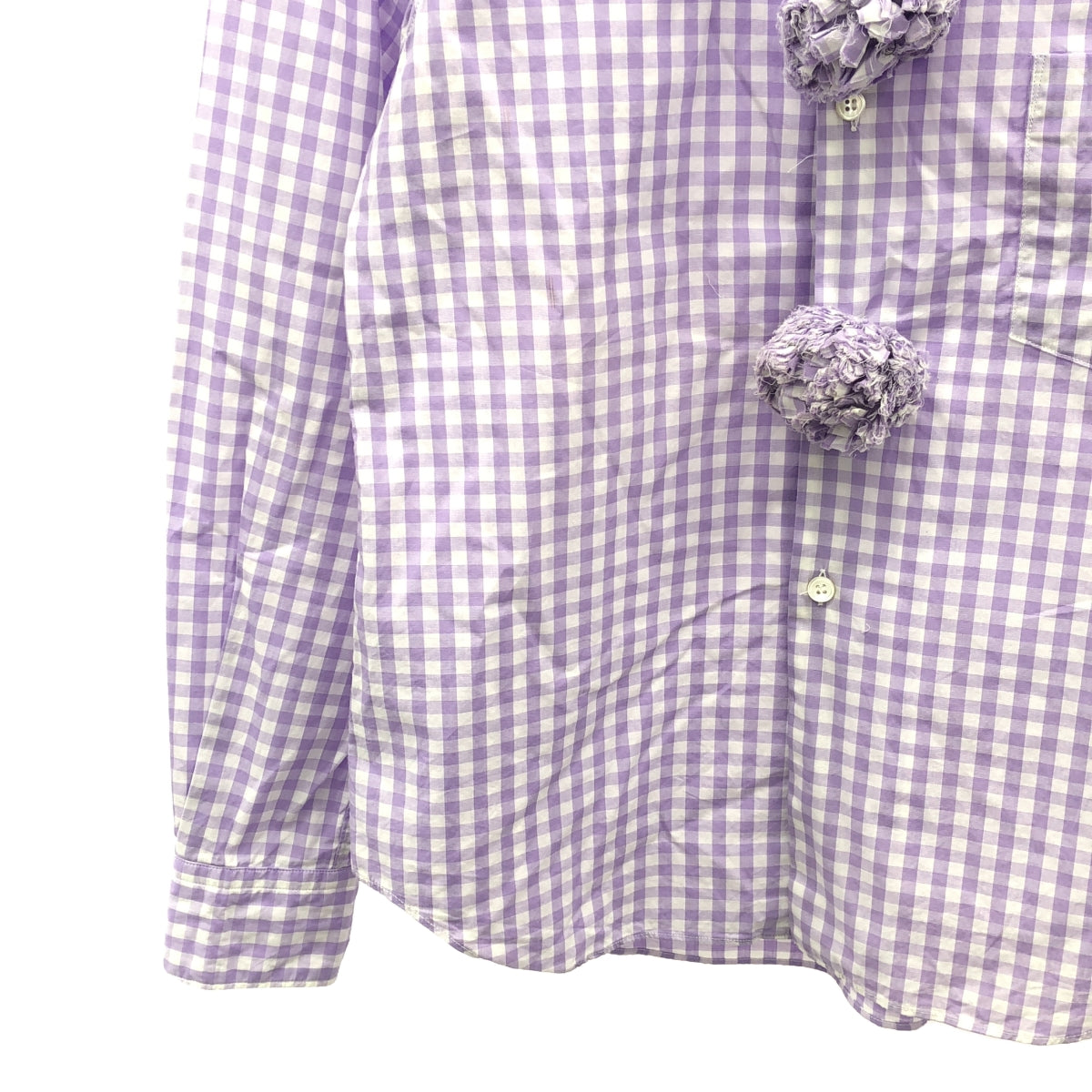 COMME des GARCONS / コムデギャルソン | 2002SS | チェック 装飾 レギュラーカラー シャツ ブラウス | パープル/ホワイト | レディース