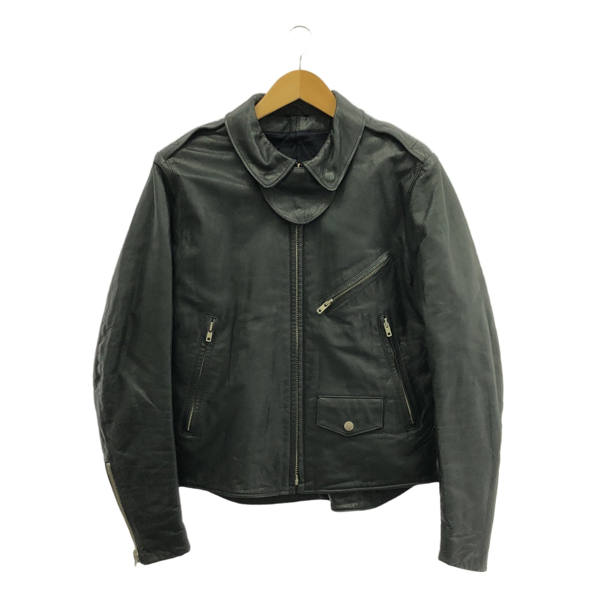 N.HOOLYWOOD / エヌハリウッド | 牛革 カウレザー チンストラップ ジャケット ブルゾン / 総裏地 | S | ブラック | メンズ