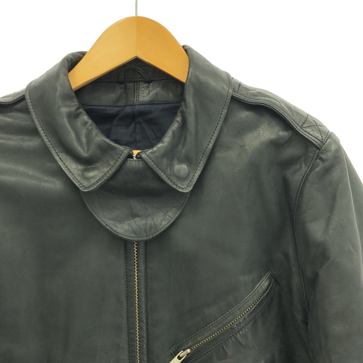 N.HOOLYWOOD / エヌハリウッド | 牛革 カウレザー チンストラップ ジャケット ブルゾン / 総裏地 | S | ブラック | メンズ