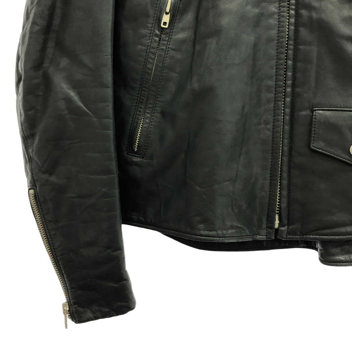 N.HOOLYWOOD / エヌハリウッド | 牛革 カウレザー チンストラップ ジャケット ブルゾン / 総裏地 | S | ブラック | メンズ