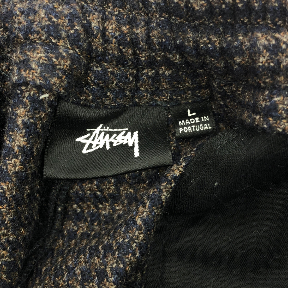 STUSSY / 스테이시 | 2021AW | × Loro Piana / 로로 피아나 WOOL / SILK Houndstooth Bryan Pants 치토리 무늬 브라이언 팬츠 | L | 네이비 / 브라운 | 남성