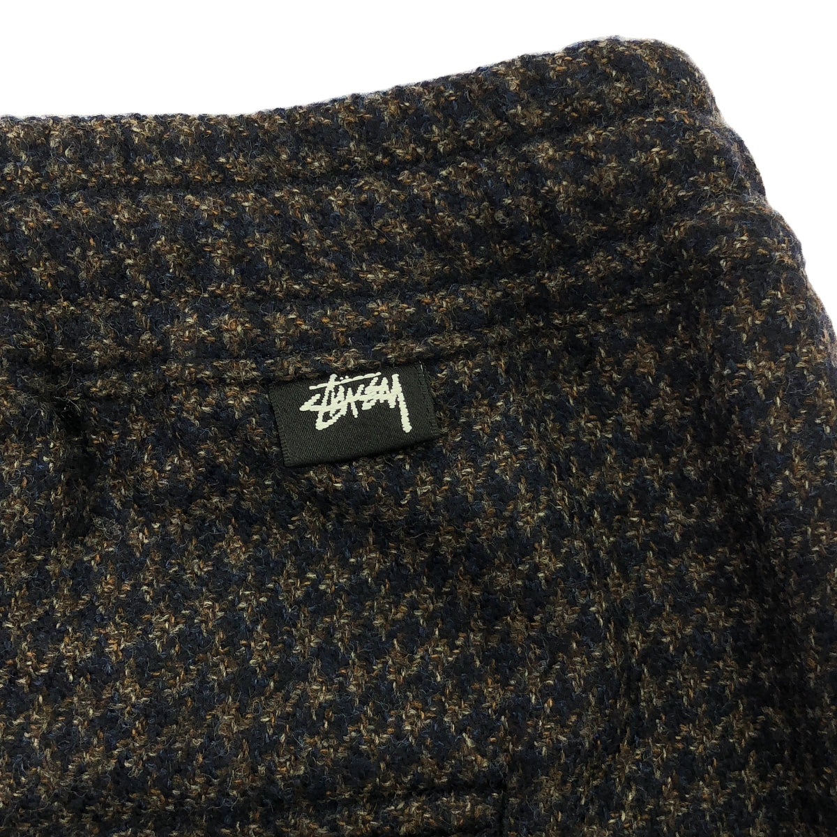 STUSSY / 스테이시 | 2021AW | × Loro Piana / 로로 피아나 WOOL / SILK Houndstooth Bryan Pants 치토리 무늬 브라이언 팬츠 | L | 네이비 / 브라운 | 남성