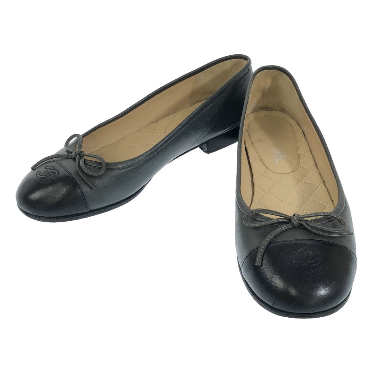 CHANEL | Coco Mark Bicolor Ribbon Flat Ballet Shoes | 36 1/2 | Women's – KLD