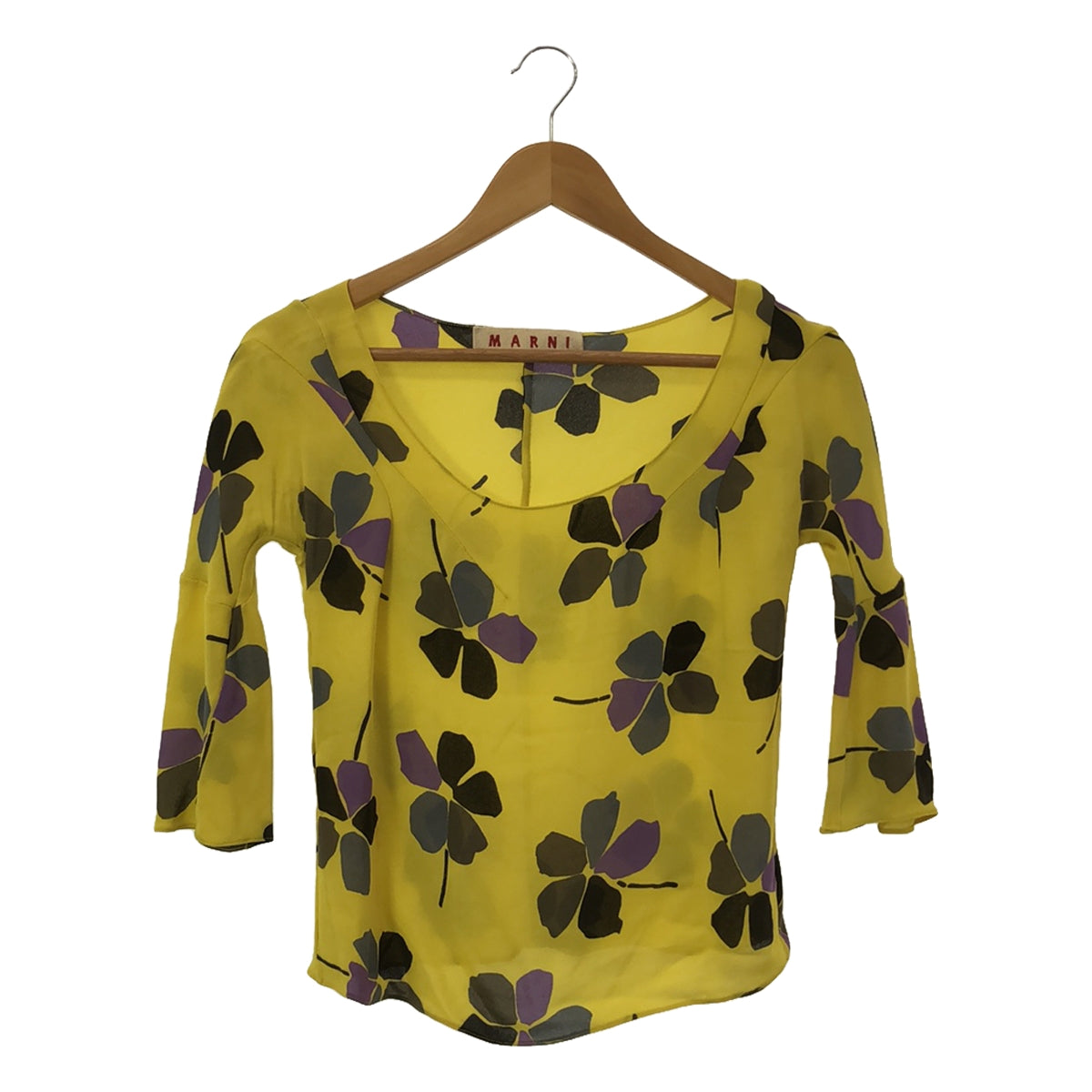 MARNI | Silk floral print pullover blouse | 38 | Yellow | Women's