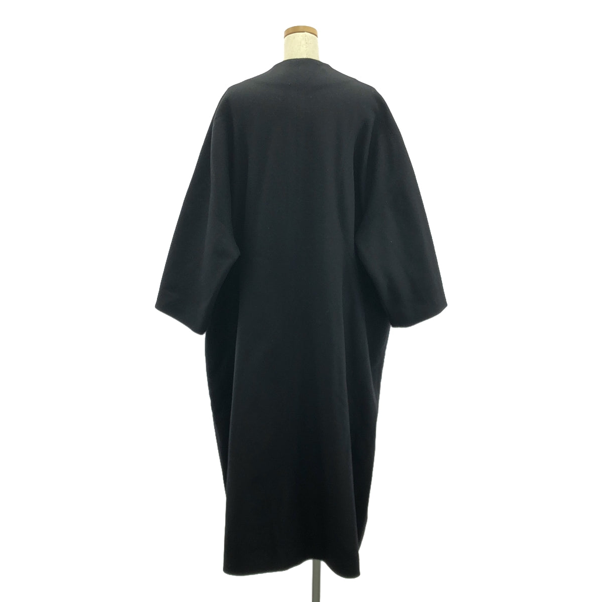 【美品】 DRIES VAN NOTEN / ドリスヴァンノッテン | ウール ノーカラーロングコート | XS | ブラック | レディース