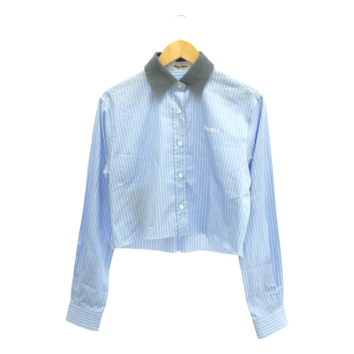 【新品】  miu miu / ミュウミュウ | 2025SS | ブルーストライプ ポプリンシャツ | 36 | ブルー | レディース