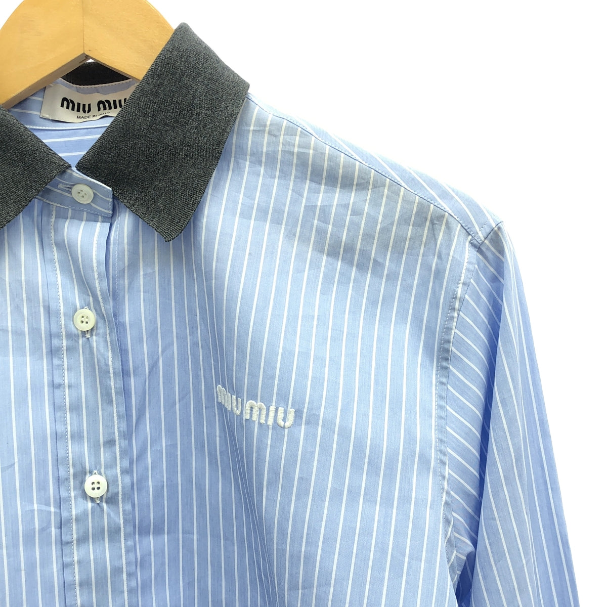 【新品】  miu miu / ミュウミュウ | 2025SS | ブルーストライプ ポプリンシャツ | 36 | ブルー | レディース