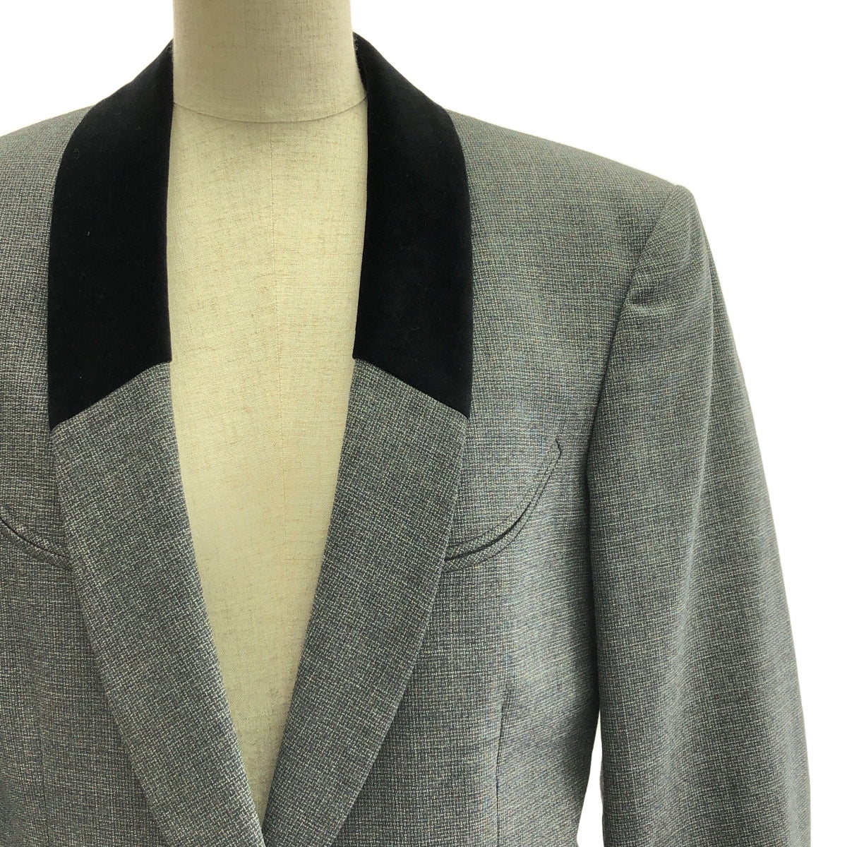 Maison Margiela / メゾンマルジェラ | 2020SS | CONTRAST LAPEL OVERSIZE BLAZER ベロア切替ラペル ウール 1B テーラードジャケット | 36 | レディース